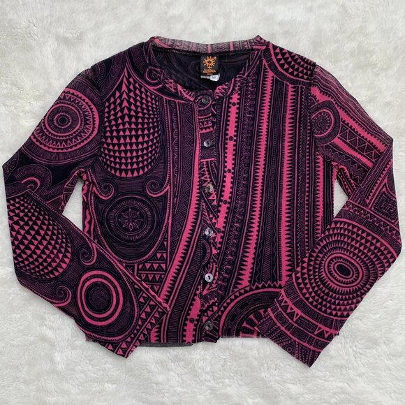 Jean Paul Gaultier Soleil Women's Purple Black Button Down Cardigan Size Medium - Picture 1 of 7